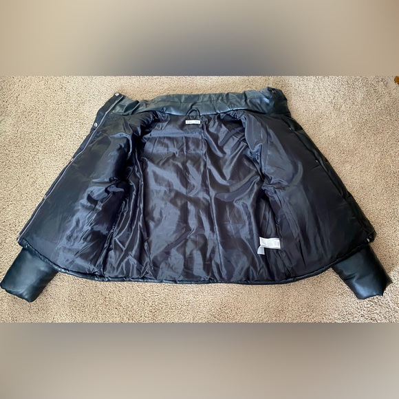 Dex Faux Leather Black Mini Puffer Jacket NWOT - Picture 7 of 11